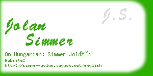 jolan simmer business card